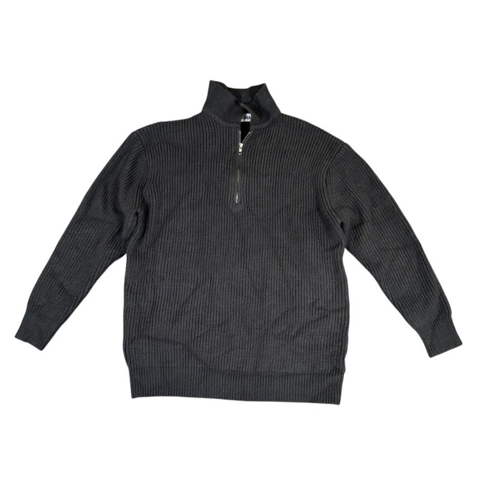 Real Takai Mens XL Quarter Zip Ribbed Knit Sweater Charcoal Grey Mock Neck
